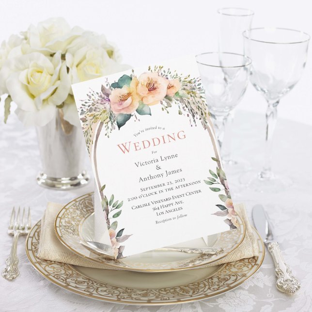 Aquarelle florale Faire-part de mariage cadre past (Créateur téléchargé)