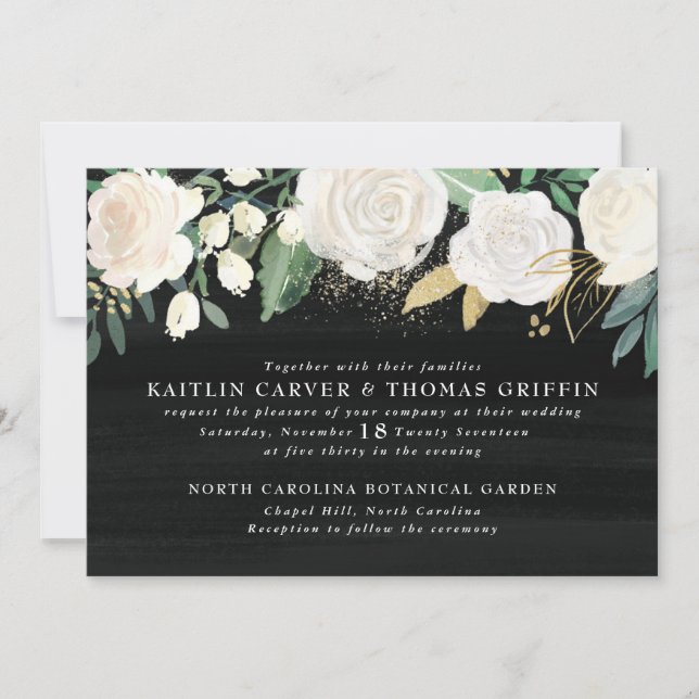 Aquarelle Florale + Faire-part de mariage d'accent (Devant)