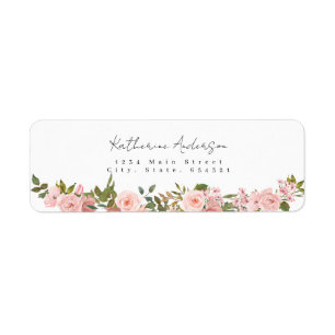 Aquarelle Florale Fleur rose Adresse de retour Lab