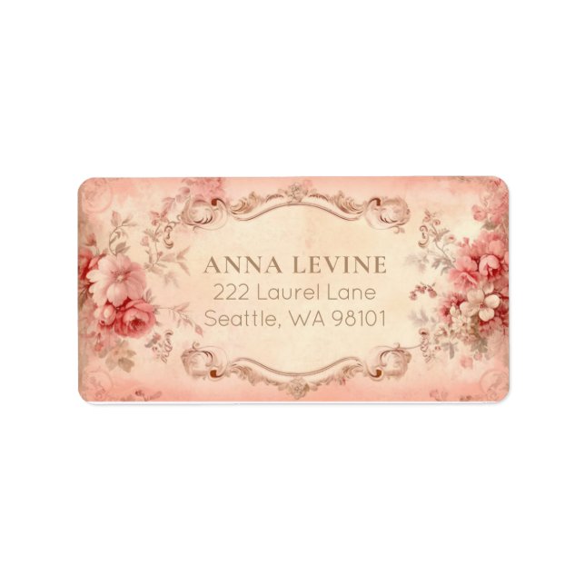 Aquarelle florale floue romantique Étiquette de ca (Devant)