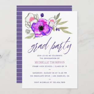 Aquarelle florale Graduation Party Invitation
