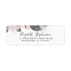 Aquarelle florale grise et rose
