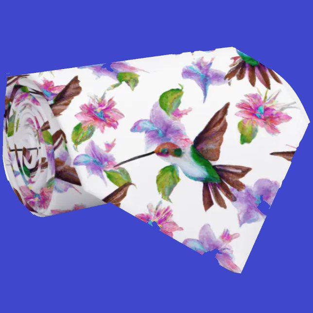 Aquarelle Florale Hummingbird Flowers Cravate (Créateur téléchargé)