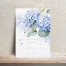 Aquarelle florale Hydrangea Faire-part de mariage