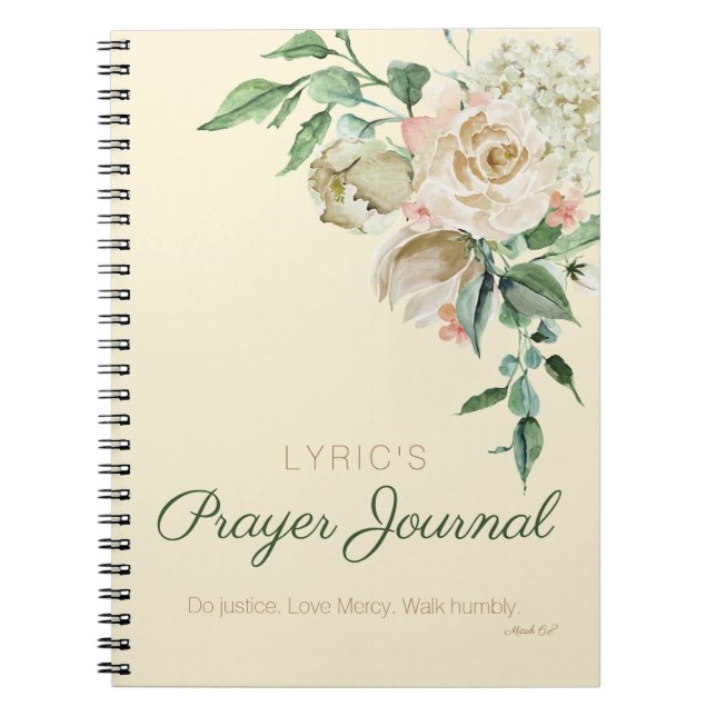 Aquarelle florale Journal de prière personnalisée (Devant)
