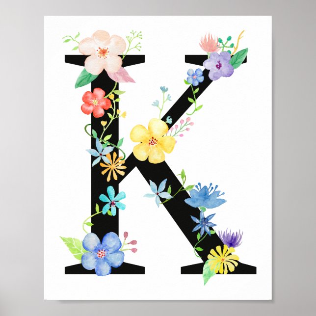 Aquarelle Florale K Poster (Devant)