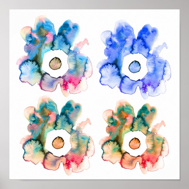 Aquarelle florale moderne, affiche de fleurs dessi (Devant)