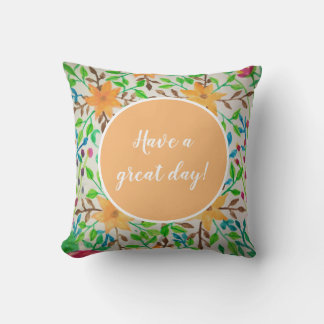 Aquarelle Florale Monogramme Oreiller