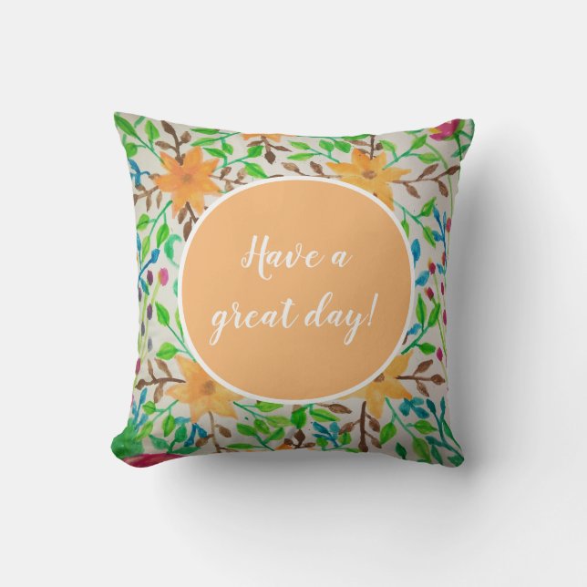 Aquarelle Florale Monogramme Oreiller (Recto)