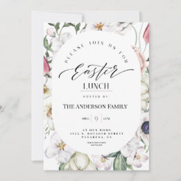 Aquarelle florale Printemps Pâques Invitation déje