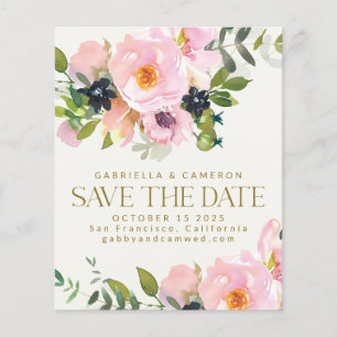 Aquarelle florale rose budget Enregistrer la carte
