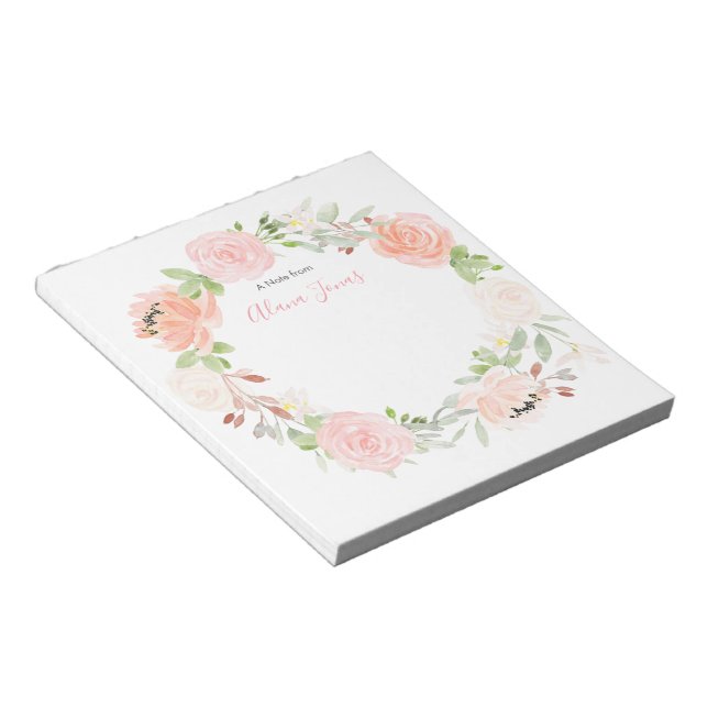 Aquarelle florale rose vif personnalisée Bloc-note (Incliné)