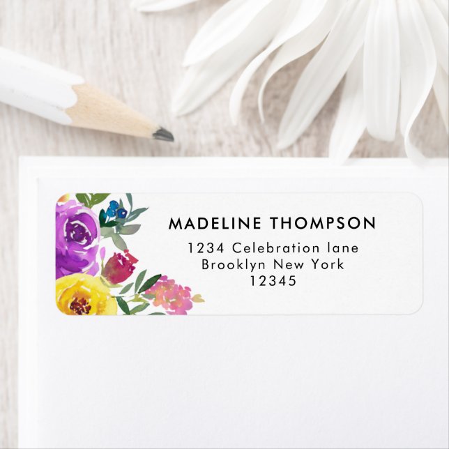 Aquarelle florale rose violet simple tendance (En situation)