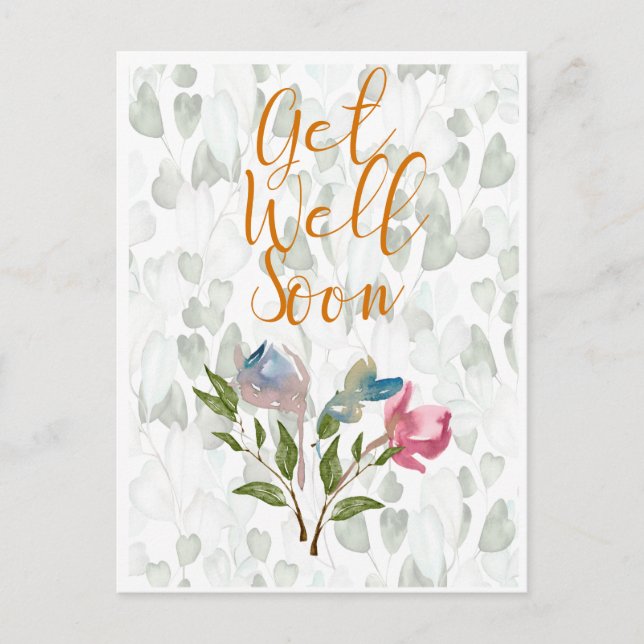 Aquarelle Florale Se Bien Bientôt Carte Postale (Devant)
