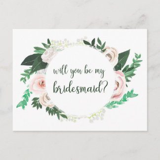 Aquarelle Florale Serez-Vous Ma Carte D'Épouse