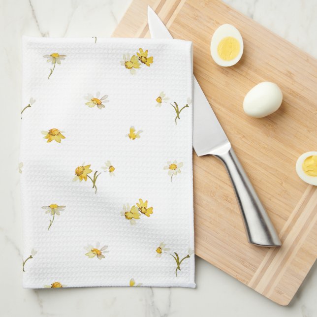 Aquarelle Florale Serviette de cuisine (Quart Plié)