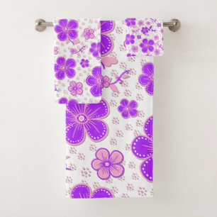 Aquarelle florale simple impression violet et rose