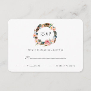 Aquarelle Florale Wreath avec plumes RSVP