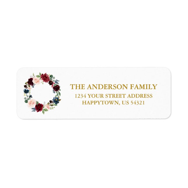 Aquarelle Florale Wreath Holiday Adresse (Devant)