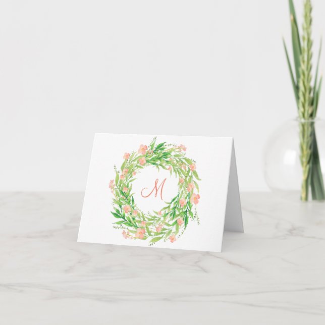 Aquarelle Florale Wreath Monogramme (Devant)