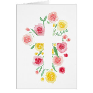 Aquarelle Flower Cross Imprimer la carte de voeux