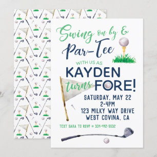 Aquarelle FORE Golf Invitation d'anniversaire