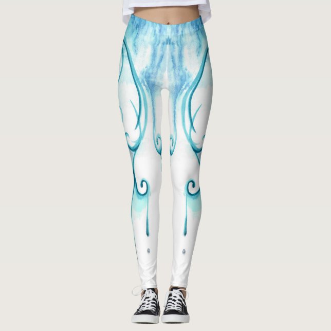 Aquarelle forme tournesol Artiste Leggings Premium (Devant)