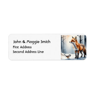 Aquarelle Fox Chickadee Faune Nature Animal