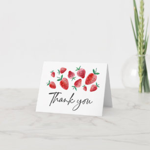 Aquarelle fraise Berry Carte de remerciements sucr