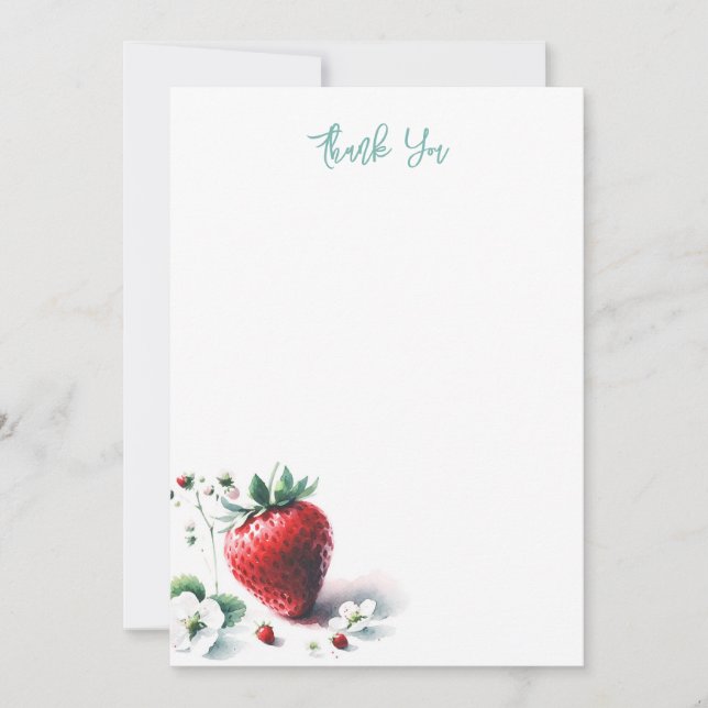 Aquarelle fraise Merci Cartes de notes (Devant)