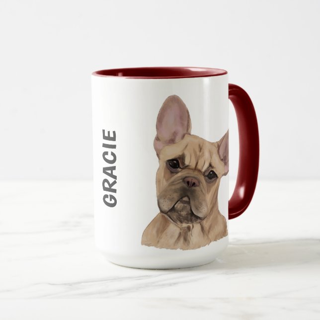 Aquarelle française Bulldog Personnalisée Mug (Devant droit)