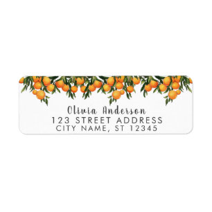 Aquarelle Fruit Orange Adresse de retour Label
