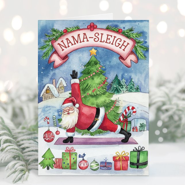 Aquarelle Funny Yoga Carte de Noël (Créateur téléchargé)