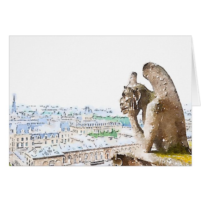 Aquarelle Gargoyle de Notre-Dame (Devant horizontal)