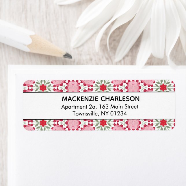 Aquarelle géométrique rose Adresse Motif Abstraite (En situation)