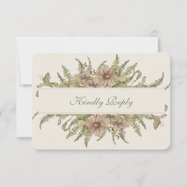 Aquarelle Ginkgo Mariage floral RSVP (Devant)