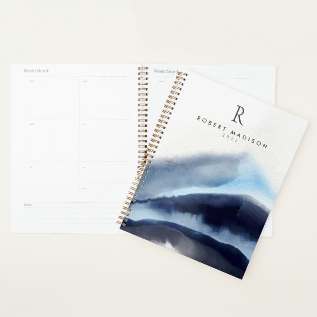 Aquarelle glaciaire Montagnes Peinture Monogramme (Devant avec enveloppe)