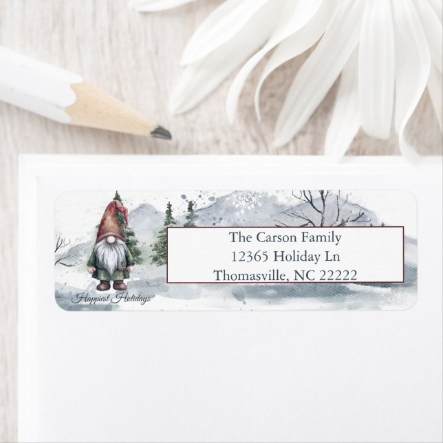 Aquarelle Gnome Adresse personnalisée (En situation)