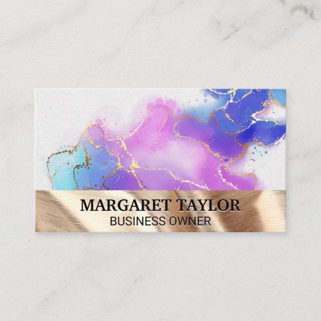Aquarelle Gold | Carte de visite Gold Fabric (Devant)