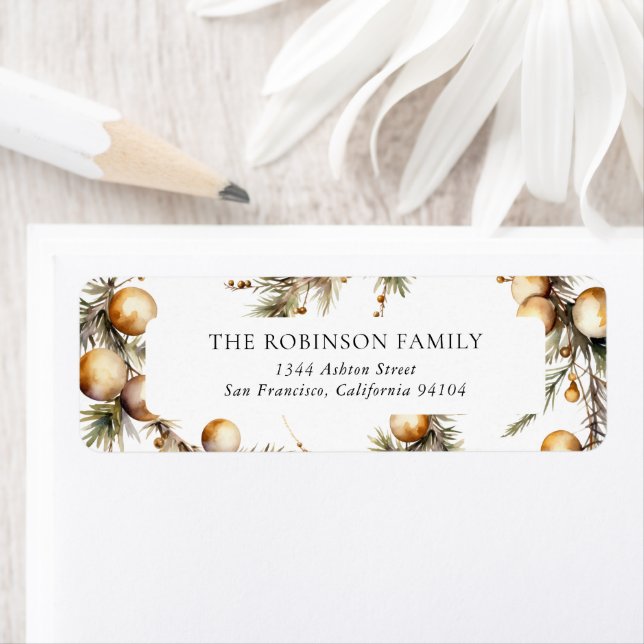 Aquarelle Gold Foliing Holiday Adresse de retour (En situation)
