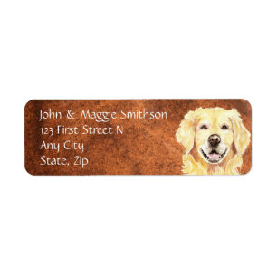 aquarelle Golden Retriever Chien Étiquette de adre