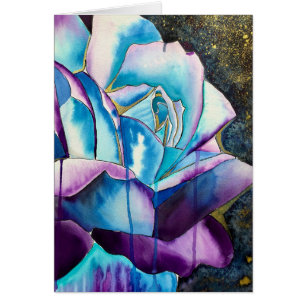 Aquarelle gothique bleu violet art rose