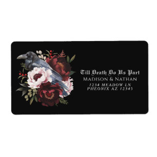 Aquarelle gothique romantique Corbeau Mariage flor