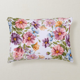 Aquarelle gracieuse Floral Accent Coussin