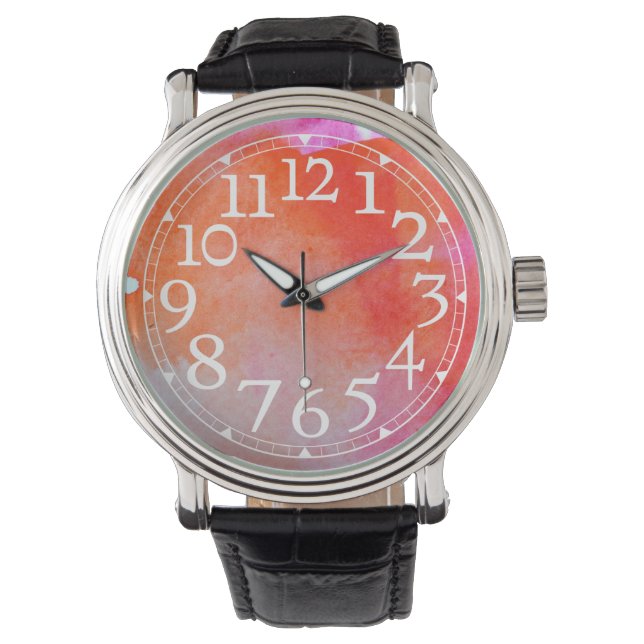 Aquarelle grand nombre Montre poignet (devant)