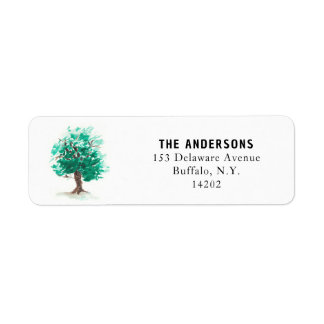 Aquarelle Green Summer Tree Adresse de retour