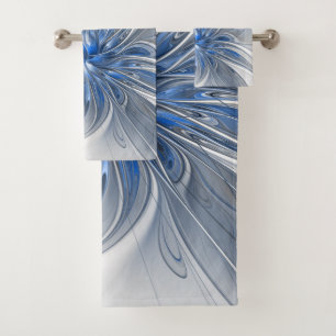 Aquarelle gris bleu Abstrait Fractal Art Flower