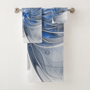 Aquarelle gris bleu Abstrait Fractal Art Flower