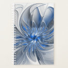 Aquarelle gris bleu Abstrait Fractal Art Flower