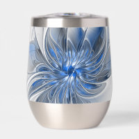 Aquarelle gris bleu Abstrait Fractal Art Flower